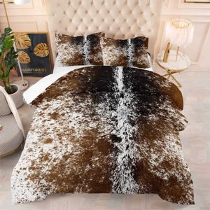 Conjuntos de cama Brown Cow Print Conjunto de edredote da rei