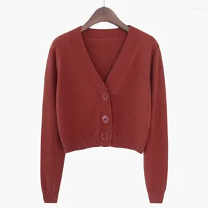 Polos femininos Mulheres Autumn Manga longa Cardigan Cardigan Sexy V-deco