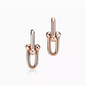 Stud Top Quality T Designer Horseshoe U Link Earrings Charm Love Diamond Earring 925 Sterlling Sier 18K Gold Plated Fashion Classic L Otkgd