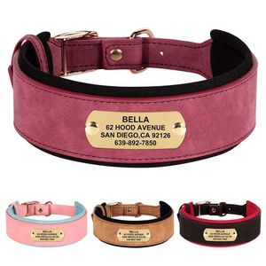 Hundehalsbänder Leinen personalisierte Wide Collar PU Leder Customized Hunde Tag gepolstertes Haustier für kleine mittelgroße Pitbull Buldog H240522