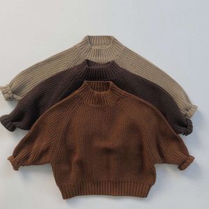 Koreansk stil stickning pullover ärmlös höst vinter barn solida färg tröjor baby flickor pojkar kläder l2405