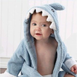 Bomullsbaby mantel handduk tecknad huvtröja spädbarn flickor pojkar sömnkläder bad filt mjukt badrock pamas barnkläder
