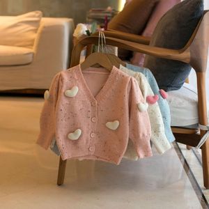 2023 Herumn Herbst New Girls 'Cardigan Clothing Winter Handmade Love Top Strick Pullover Kinderjacke L2405