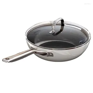 Pans Titanium Ceramic Uncoated Non-stick Wok Pan Kitchen Household With Cover Flat Bottom Cookware Pancake Pots