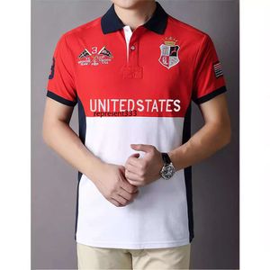 polo shirt men International Super New Product Polo Shirt Men's Short Sleeves American Sports Casual Loose Cotton Embroidery Large Color Contrast