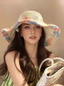 Basker sommarsol hatt kvinnor panama handgjorda halm stor brim strand solskyddsmedel solskade mössa