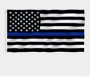 USA警察の旗3 5フィートの薄い青い線旗ブラックホワイトとブルーアメリカの旗を備えたブラスグロメットバナーフラグAAD27539716615