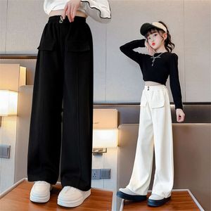 女の子のワイドレッグキッズファッションルーズパンツ子供ストレートスウェットパンツ2023ハイウエスト春秋のカジュアルズボンL2405