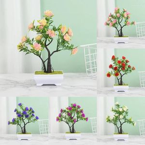 Dekoratif çiçekler yapay bitkiler bonsai küçük ağaç simülasyon potu sahte masa saksı ev bahçe partisi el kapalı masaüstü dekor