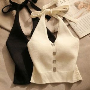 Kvinntankar camis unikt brev hänge nacktak lämpligt för kvinnors innerkläder sexig och vacker rygg ultratunn passande västdesign D240521
