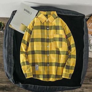 Koszulki sukienki męskiej Lapel Casual Plaid Koszulka z długimi rękawami Solidny kolor Wysokiej jakości Business Social for Men Fashion Bluzka