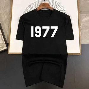 Herr t-shirts High Quty Cotton 1977 Monochrome Print Luxury T Shirt Men New Brand Fashion Cool Designer T-shirts Casual Strtwear Tops T240522