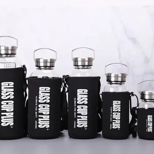 물병 600/1000/1500/2000ml 대용량 휴대용 보로 실리카 유리 차 Infuser with of Outdoor Travel Mug