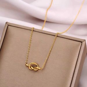 Anhänger Halsketten 316L Edelstahl Gold Knoten Pandent Halskette geeignet für Damen Choker 2024 Fashion Party Geschenk Schmuck D240522