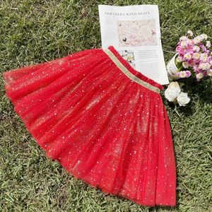 التنانير 2022 Ins Spring Summer Summer Girls Girls New Fashion Tarts 2-10 Years Children Terts Mirls Girls Mesh and Lace Short Skirt Y240522