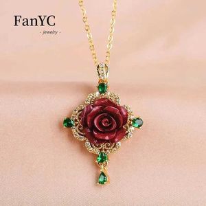 Pendant Necklaces Natural 925 silver inlaid purple gold sand rose pendant cinnabar Buddha male delicacy female necklace luxurious fashion jewelry d240522