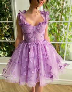 Fashion Sweetheart Short Cocktail Dresses For Teens 2024 Butterfly Lace Appliques Evening Ball Gowns Party Homecoming Dress Robe De Soiree