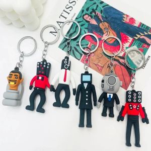 Anime Skibidi Toilette Keychain PVC Keyring -Figur Skibidi Dop Spielzeuganhänger für Männer Frauen Rucksack lustige Anhänger Keyring Geschenke