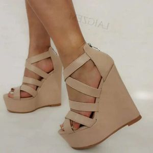 Zip Sandals Back Wedges Women Platform Up Pumpar Höjd Öka damskor Kvinna Big Size 41 43 45 105