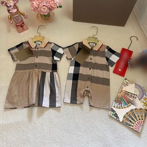 Girls Dress Summer New Boys Polo Neck Short Sleeve Sweetheart Childrens Baby Bodysuit kids Baby Dresses cotton children rompers CSD2405227