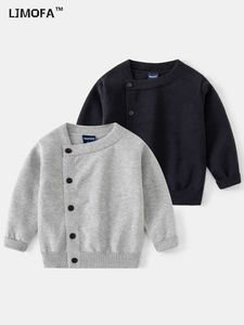 LJMOFA Autumn Brand New Children Baby Knitwear For Boys Girls Kids Solid Color Knitted Sweaters Cardigans Outwear Clothes D174 L2405