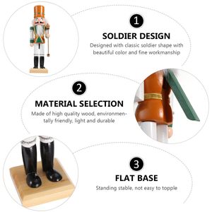 Soldado de noz de madeira Soldado de noz -racha de boneco Soldier Toys Decoração de casa Ornamento