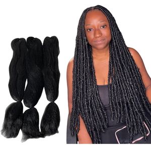 12パックがたくさんの合成髪のバルクブラックカラージャンボブレード髪のためのドレッドロックの編組黒女性