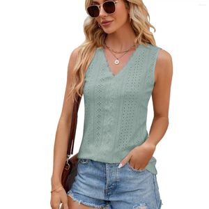 Women's Tanks Spring/Summer V-neck Lace Panel Loose Sleeveless Tank Top