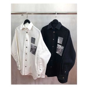 Men's Jackets Raf Simons Sier Print Large Denim Black And White Loose Casual Shirt Jacket Versatile 6D