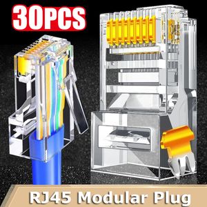 CAT6 RJ45イーサネットケーブルネットワーク用モジュラープラグコネクタPCハードウェアケーブルアダプターシールドされていないクリスタルモジュラープラグ