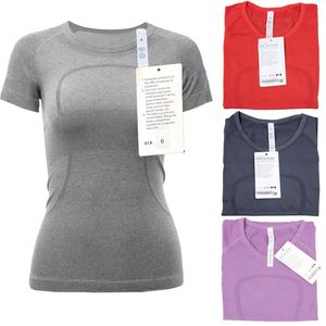 Lu Yoga Frauen Designer Yoga T-Shirt hohe Stretch atmungsaktiven Top Schnell trocken nahtlosen Kurzarm Sportbik