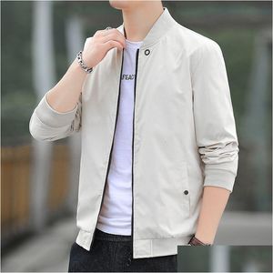 Jacken Autumn Bomber Baseball Jacke Männer Mode Slim Fit Coat Streetwear Solid Farbe Männliche Outwear Reißverschluss Casual Brand Tops Drop de Dhkug