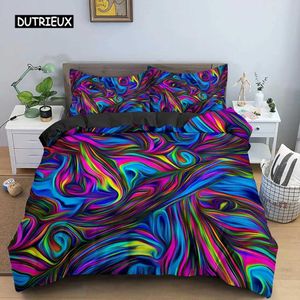 Yatak Setleri 3d Down Nevresim Kapak Psychedelic Yatak Fermuarı ile Fermuar 2/3 Ekstra Büyük Konfor Kapakları Polyester H240521 Xayd