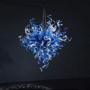 Moderna ljuskronor lampa handblåst blå glashänge lampor för hem Ny huskonstdekor 32 tum