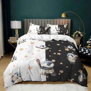 Наборы для постельных принадлежностей Черно -белая одеяло с пандой декор с печать