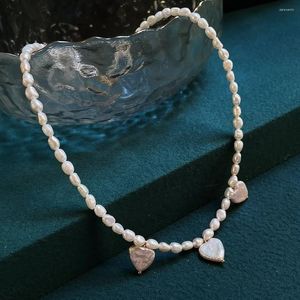 Choker elegant naturligt sötvatten pärlhalsband för kvinnor bröllop smycken små barock pärlor hjärtmynt charm halsband