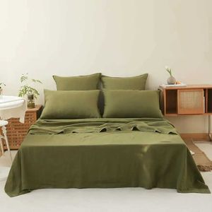 Conjuntos de cama lençóis simples e brilhantes com estilo básico de 4 peças (1 folha plana e 1 conjunto de folhas de cama e 2 conjuntos) Q240521