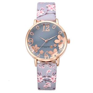 Digital art flower fashion womens watch belt quartz Watch
