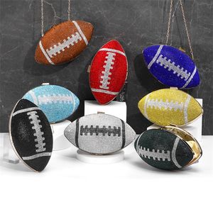 Diamond Evening Clutch Purse Bag Bridal Bling Football Shape Handbag Trendy Fashion Oneshoulder Lady Bags XA19H 2206119629933