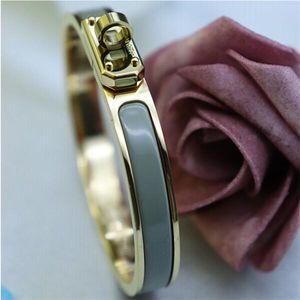 Spring 2024 new European and American love home H enamel bracelet 8MM round head lock ring opening couple gift web celebrity same style