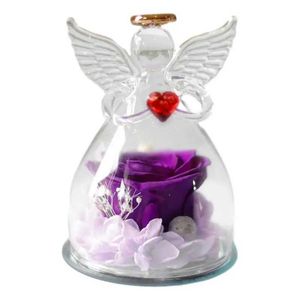 Objetos decorativos Figuras Angel Rose Gift Guardian com Flor Eterna para Ação de Graças Aniversário de Natal do Casamento H240522