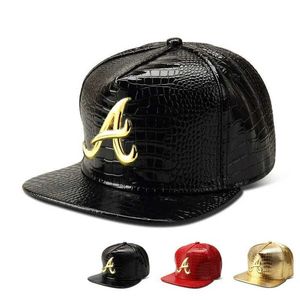 Tampas de bola Tren Pu Crocodile Skin Hip Hop C mens R Sn Back C Letter Chapéu de beisebol plano Mens Gold Dad Truck Hat J240522