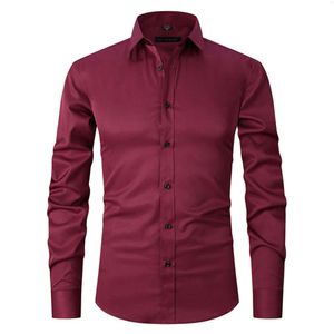 Wielka rozmiar S-8xl męskie koszule Solidny kolor rozciągający tkanin