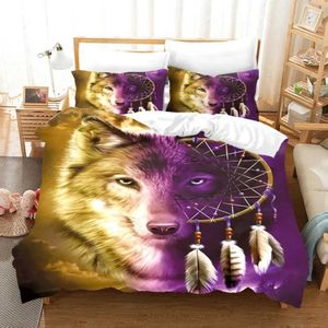 Bedding sets Wolf Cute Animal Set 3D Kids Adult Luxury Gift Duvet Cover Soft Comforter Single Full King Twin Size Quilt H240521 DH79