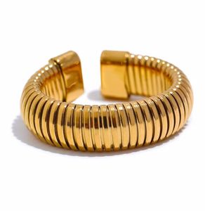 Мода из нержавеющей стали круглый эластичный кольцо минималистское кольцо 18 тыс. ПВД металлический классический текстура ювелирные изделия Anillo Bijoux