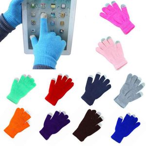 Inverno nuovi uomini donne touch screen mandante berretto attivo smartphone glove a colori solidi guanti da polso caldo l2405