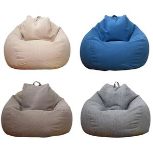 Große kleine faule Sofa -Deckungsstühle ohne Füllstoff Leinentuch Liegestützsitz Abnehmbares Bohnenbeutel Pouf Puff Couch für Wohnzimmer 240522