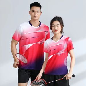 Yaz erkeklerinde kadın masa tenis gömlekleri hızlı kuru nefes alabilen eğitim badminton jersey baskılı ping pong golf takımı üniforma 240522