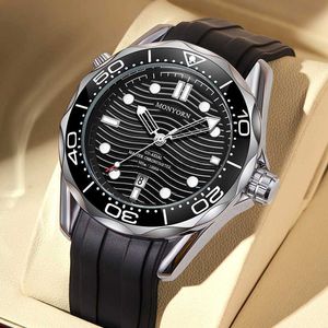 Modne nowe męskie zegarki z silikonowym paskiem czarnym streamingiem na żywo