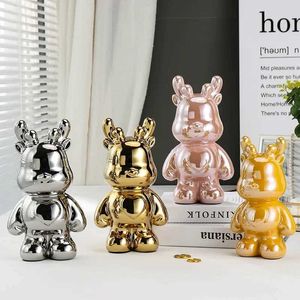 Action Toy Figures New Creative Dragon Mascot Living Room TV Cabinet Home Ceramic Decoration Light Luxury Piggy Bank Animal Statue Sculpture Gifts H240522